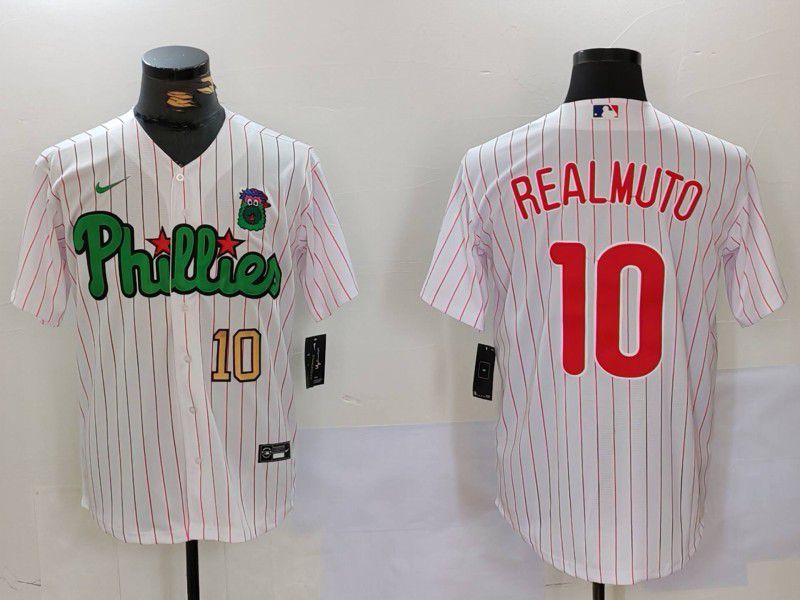 Men Philadelphia Phillies #10 Realmuto White stripe Second generation Joint Name 2024 Nike MLB Jersey style 2->philadelphia phillies->MLB Jersey